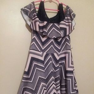 Knit Works navy blue and pink dress